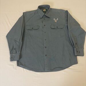Cabela's Green Button-Down Shirt with Deer Embroidery